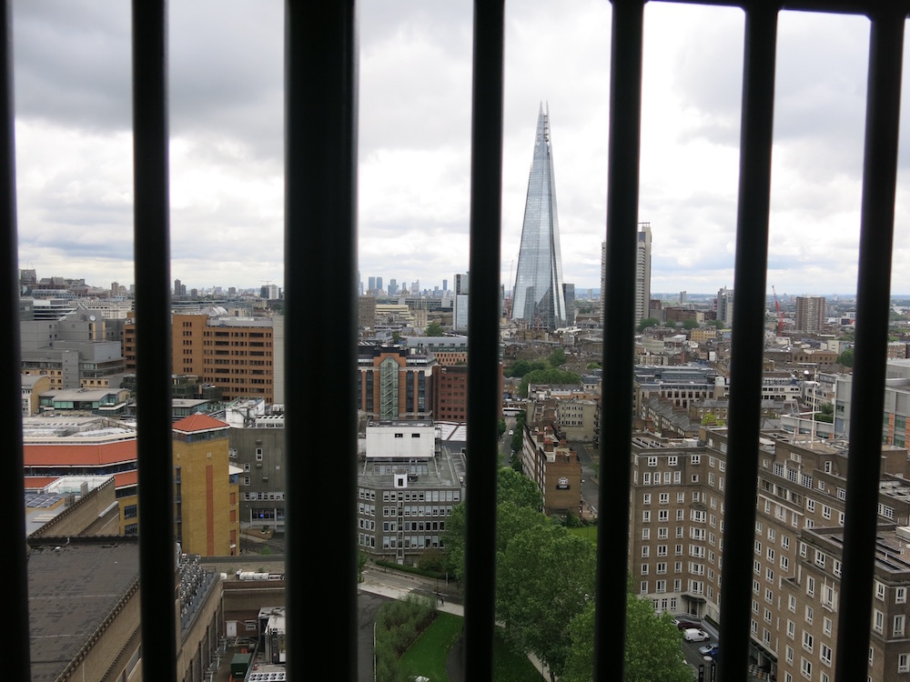 Shard through the railings